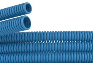 Труба ППЛ гофрированная d32мм легкая без протяжки (25 м) синяя