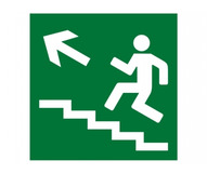 Знак безопасности BL-2010B.E16 "Напр. к эвакуац. выходу по лестнице вверх (лев)" a15040