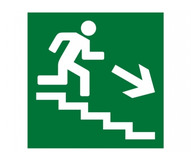 Знак безопасности NPU-2714.E13 "Напр. к эвакуац. выходу по лестнице вниз (прав a10690