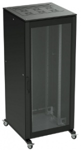 R5IT2468GSB | Напольный шкаф 24U 600х800 двери стекло/сплошная, укомплектован вводом и заглушками RAL9005