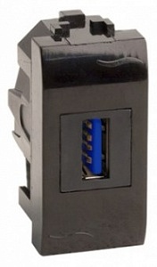 77200N | USB 2.0 розетка, Brava, черная, 1 мод.